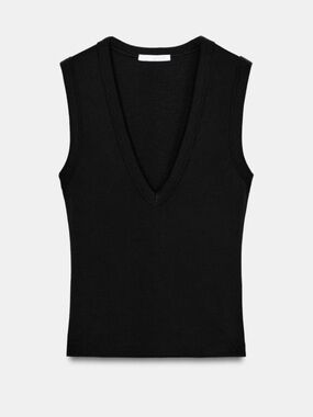 3 x Zara Sleeveless V-Neck Knit Top - Black, White and Tan SZ L
